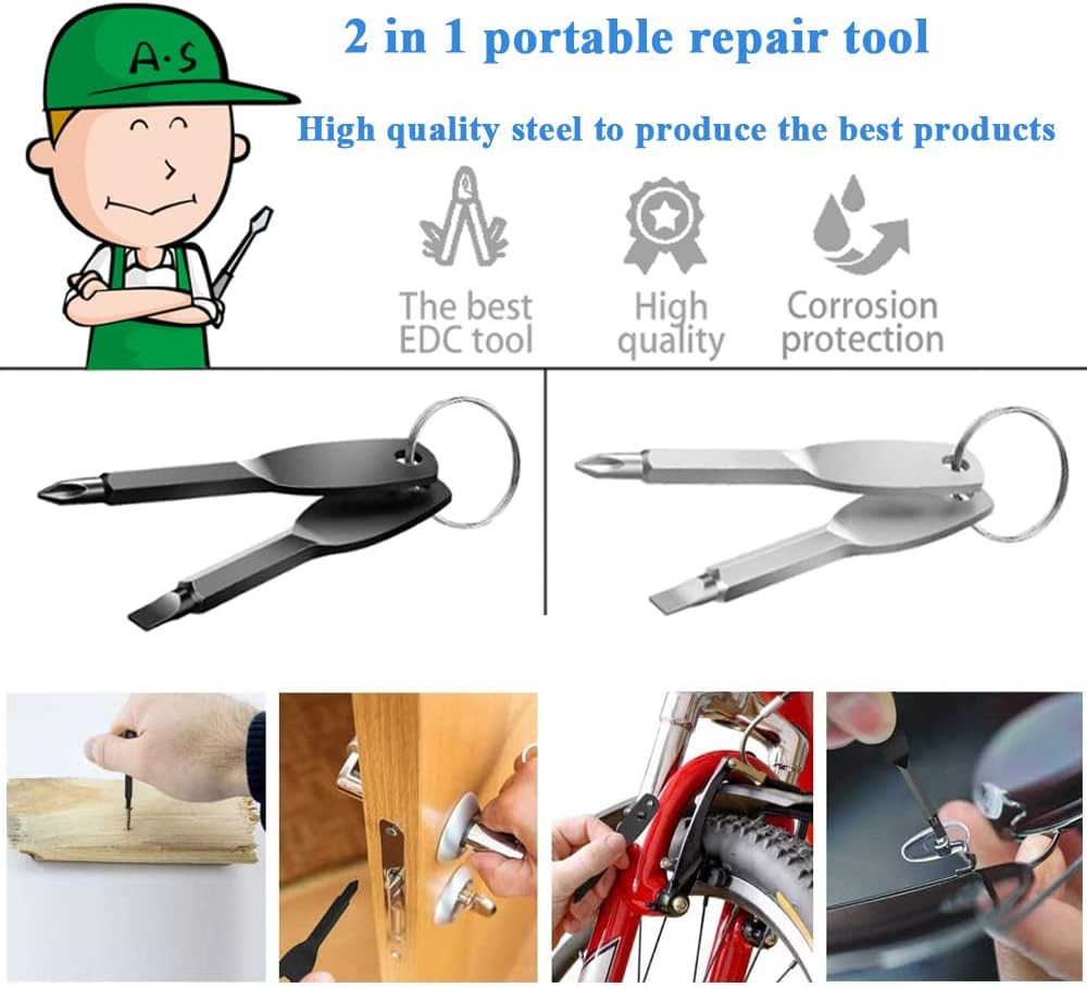 8Pcs Mini Keychain Screwdriver,Outdoor Portable EDC Multifunction Screwdriver Se