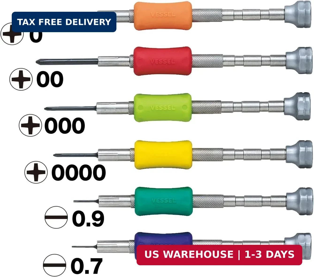 Vessel Precision Screwdriver Set TD-56S / +0, 00, 000, 0000, -0.7, -0.9