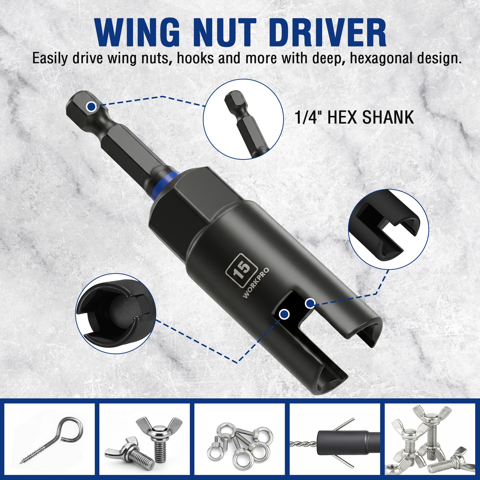 WORKPRO New 98-Piece Magnetic Nut Driver Set Impact Driver Bits Universal Socket
