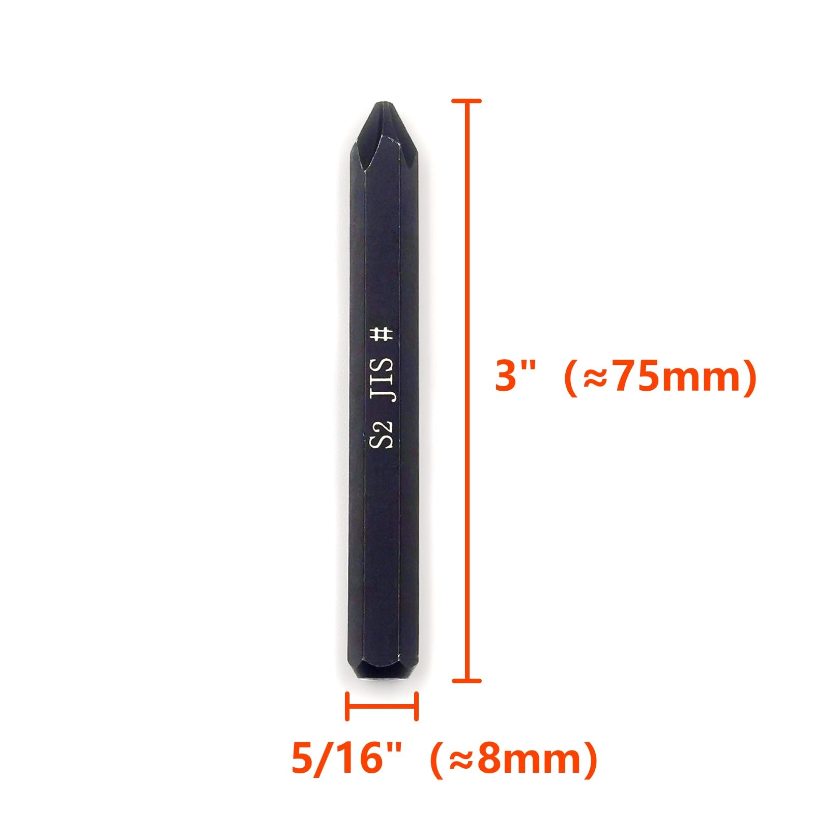 JIS B4633 Impact Screwdriver Bits For Driver, #1+#2+#3+SL8, Black