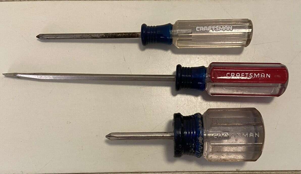 3 Craftsman Screwdrivers 2 Phillips 1 Flathead USA