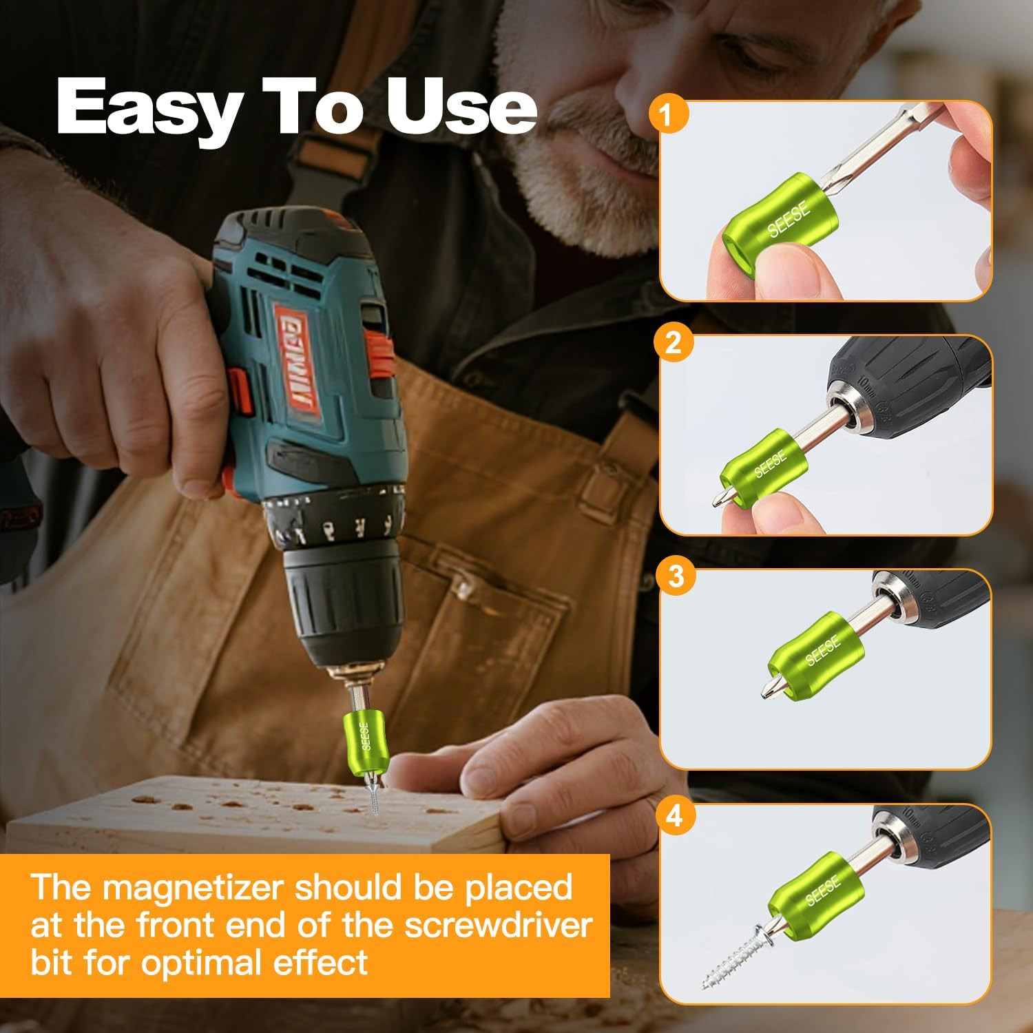 Universal Magnetic Screw Holder – 1/4 Inch Removable Bit Holder (2 Pcs)