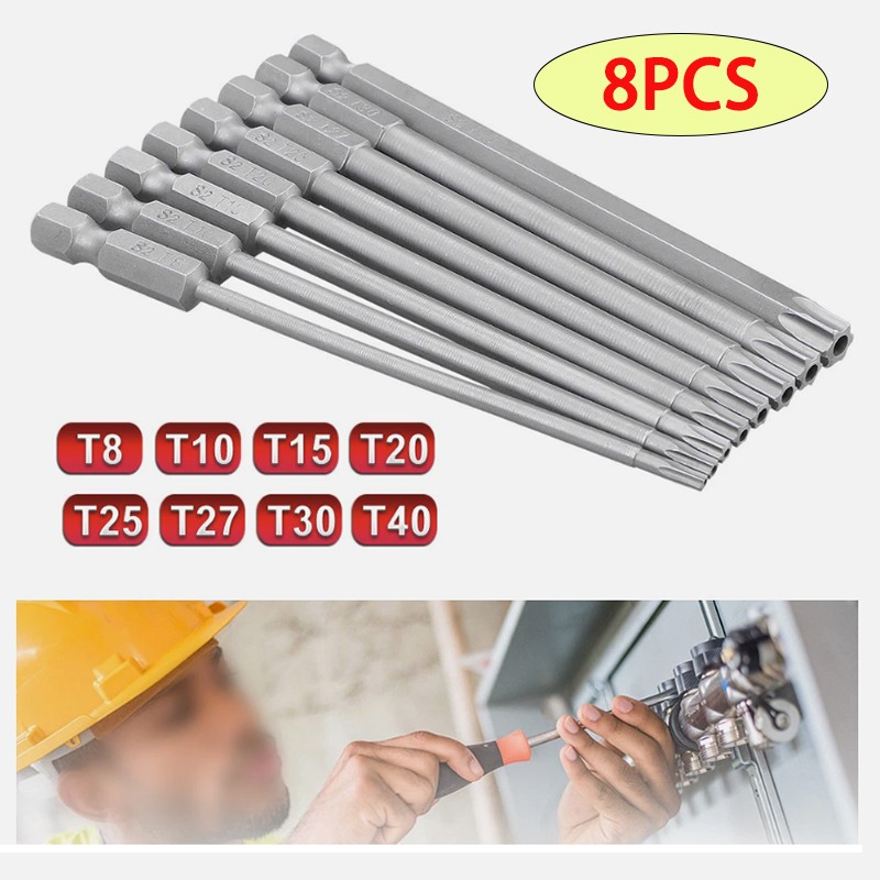 8pcs Torx Bit Set + Hex Key Allen Bit Set – For Power Drill & Impact Driver