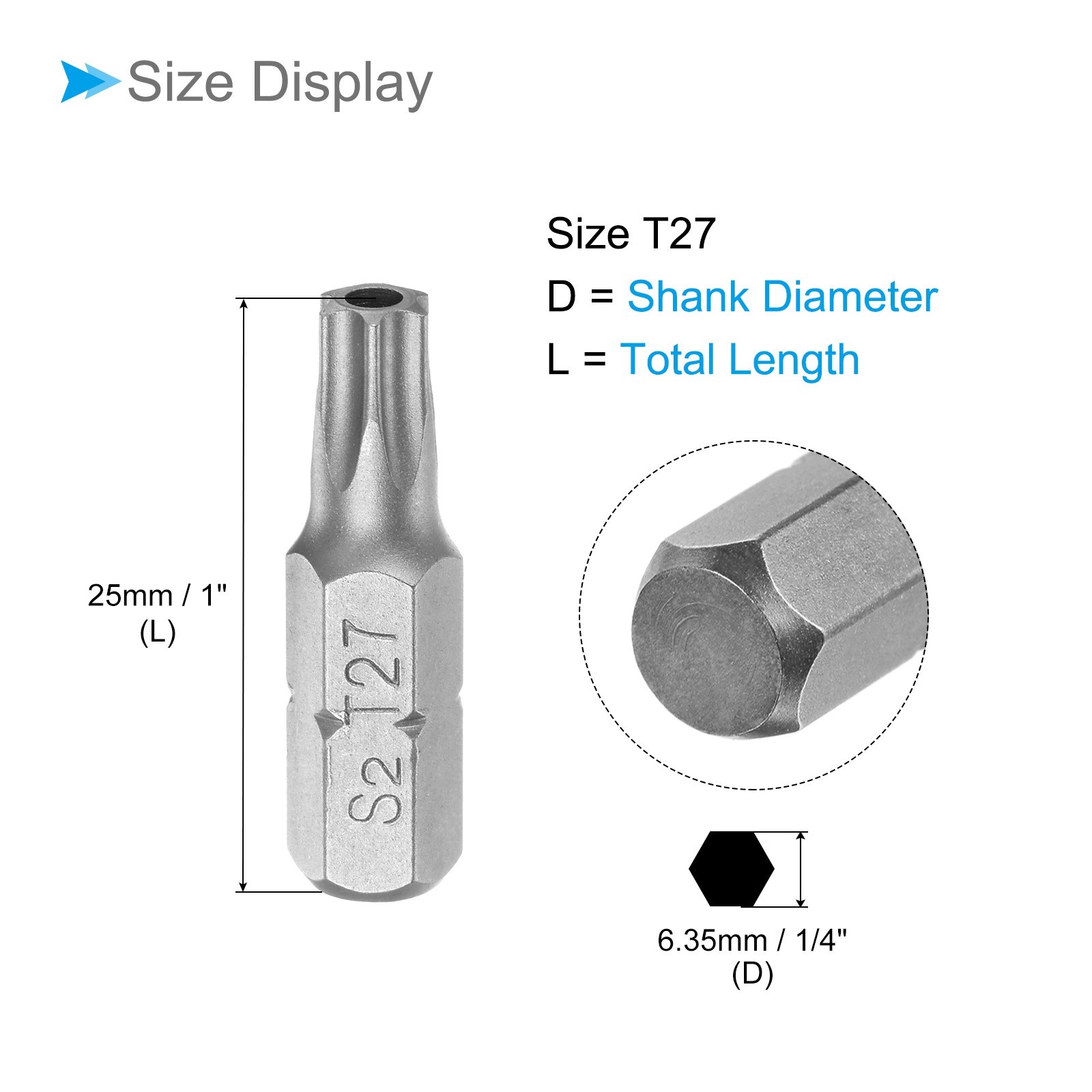 25pcs Torx Screwdriver Bits 1/4″ Hex Shank 25mm T27 Magnetic Screwdrivers Bit