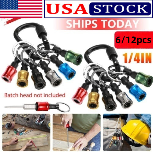 12PCS 1/4″ Hex Shank Quick Release Keychain Screwdriver Drill Bit Holder Bit Set