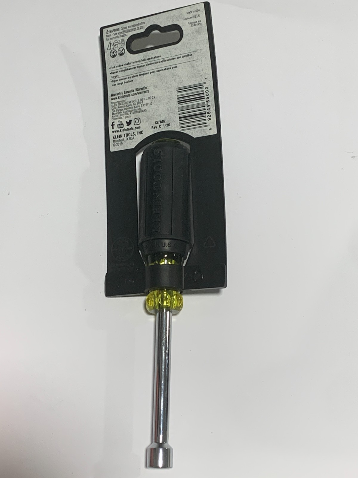 Klein Tools 630-5/16 5/16” Nut Driver Cushion-Grip 3” Shaft