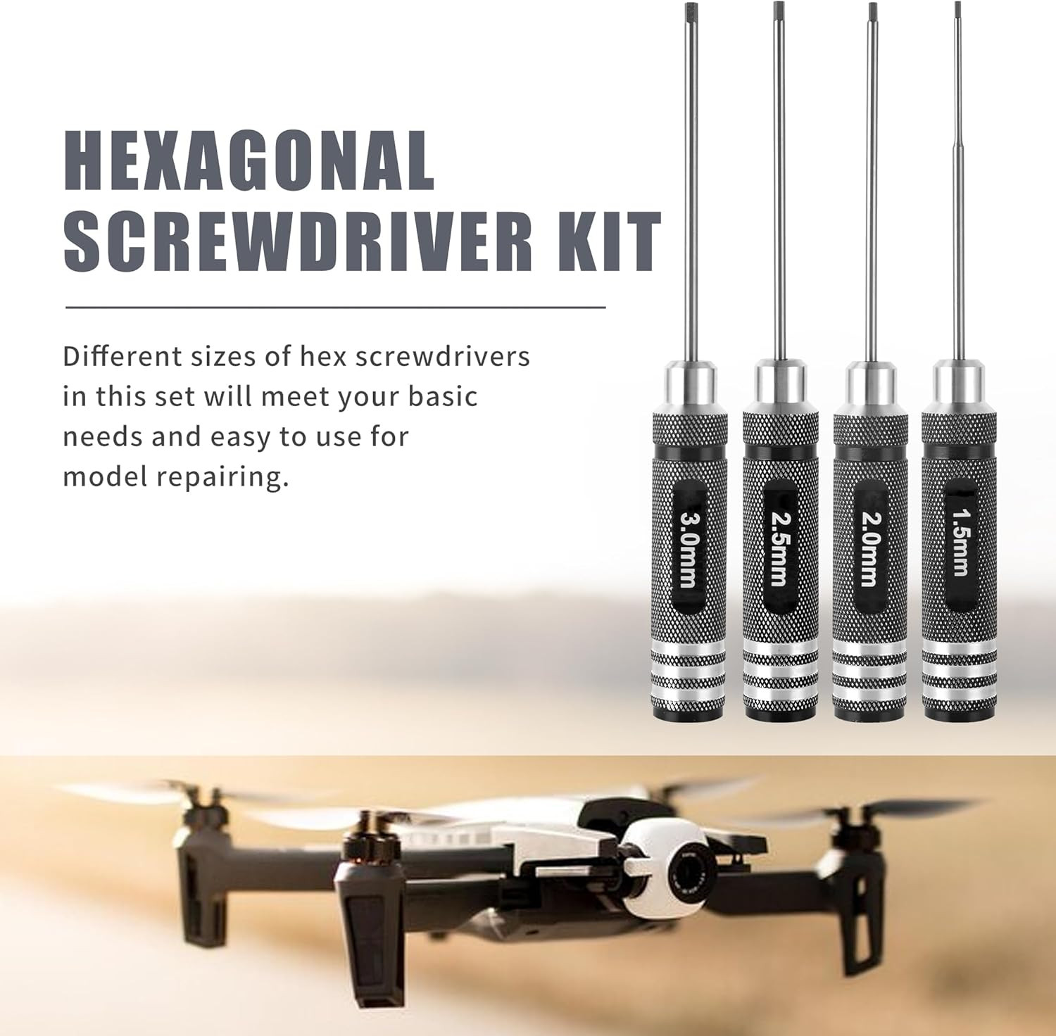 RC Hex ScrewDriver Set – 4pcs 1.5mm 2.0mm 2.5mm 3.0mm Hex Allen Screwdriver Kit