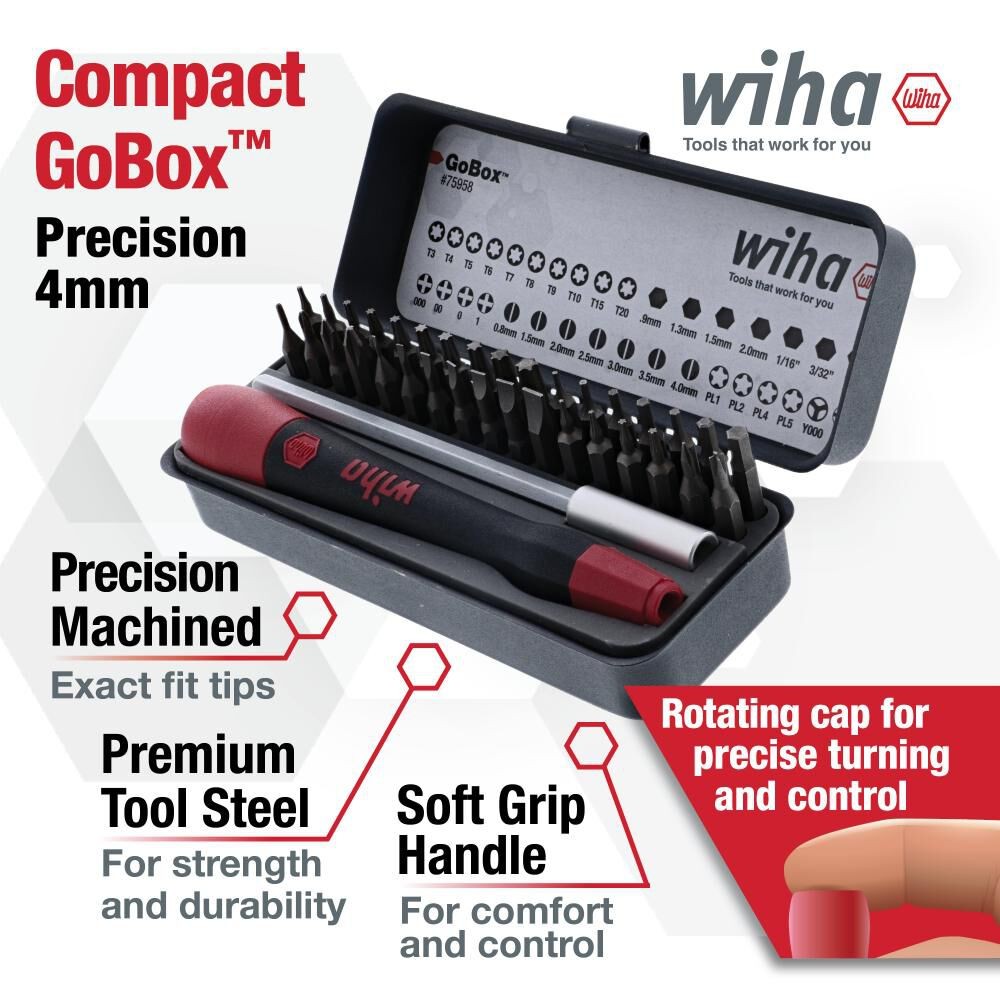 Wiha Gobox Precision Micro Bit Set 36Pc