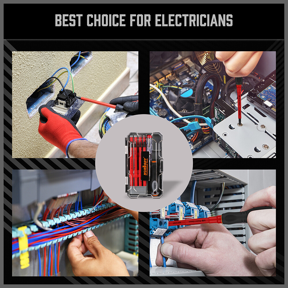 10pc Electrician’s Insulated Magnetic Electrical Hand Screwdriver Tool Set New