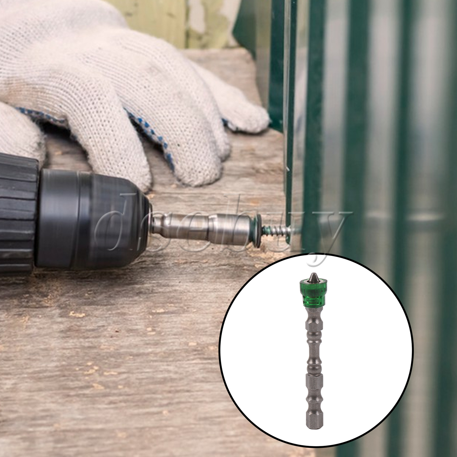 25PCS Green Magnetic Collar Design S2 Steel Screwdriver Bit w/ 1/4″ Hex Shank