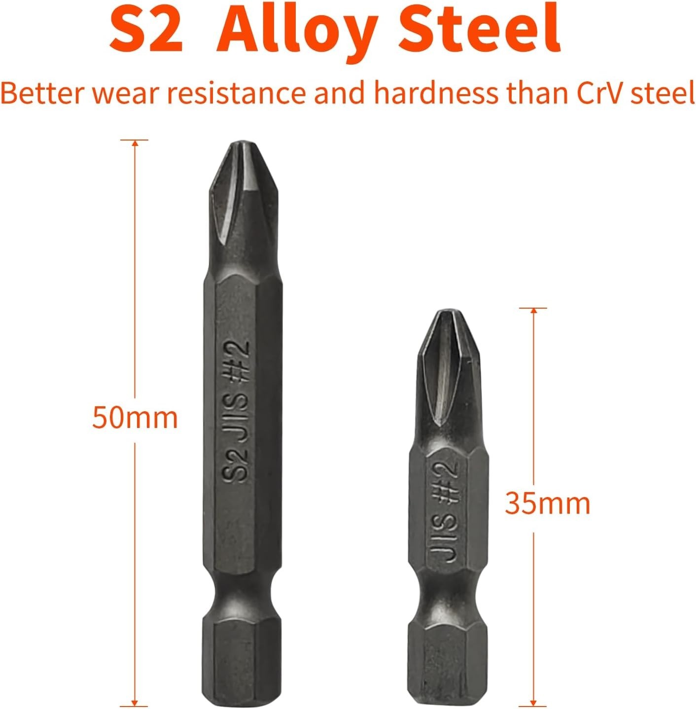 6Pcs JIS Impact Screwdriver Bit Set With Magnetic Tip S2 Alloy 1/4 Hex Shank