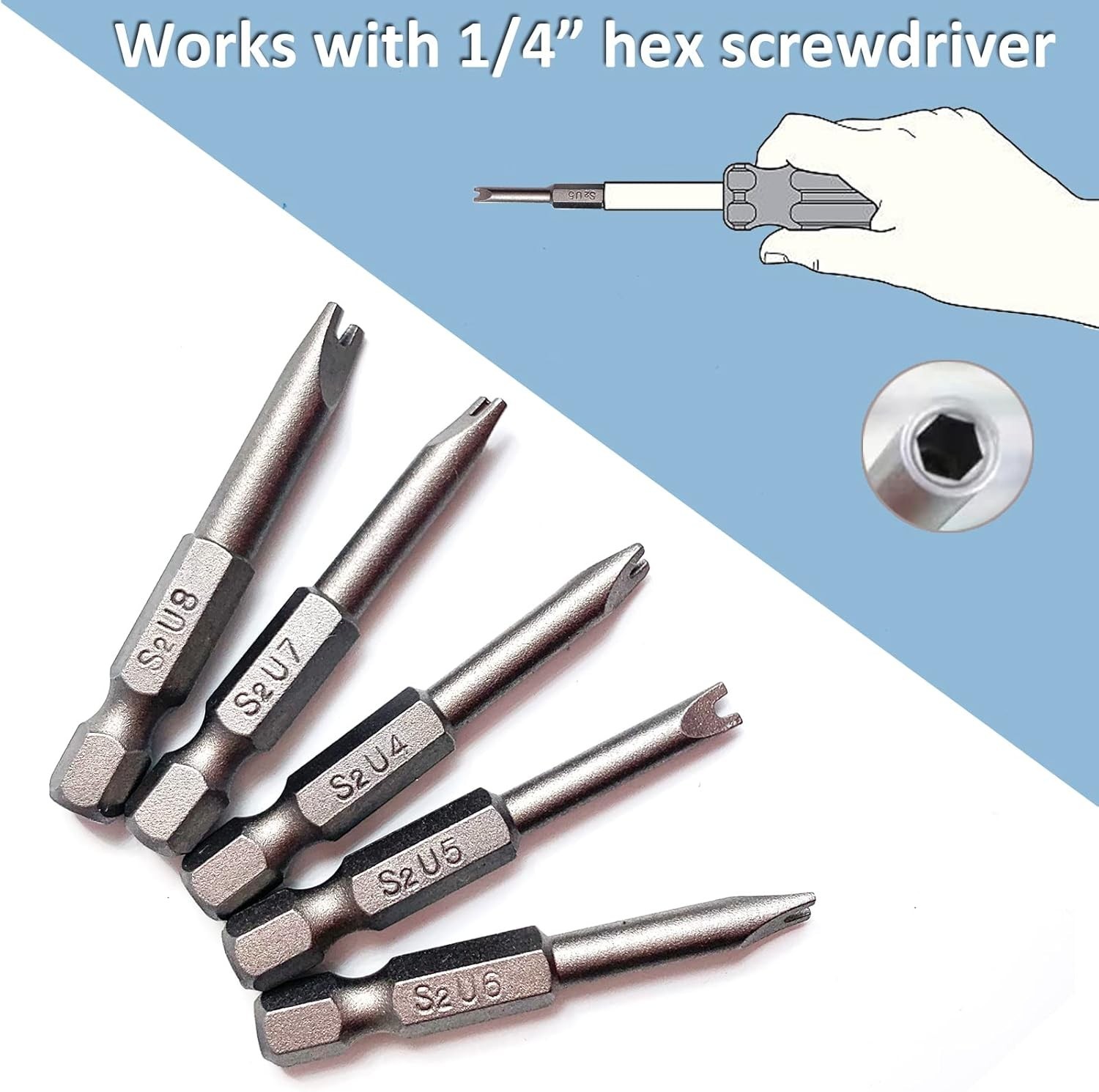 Spanner Screwdriver Bits 5In1 Set U4 U5 U6 U7 U8, 5PCS U-Shaped Screwdriver Bit