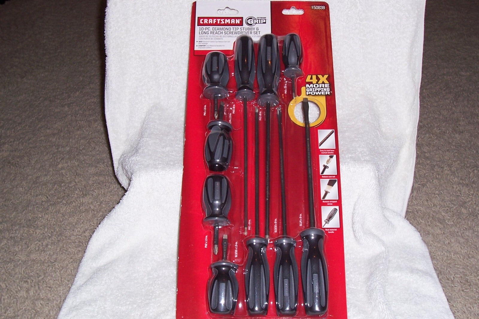 CRAFTSMAN 10 Pc. Diamond Tip Stubby/Long Extreme Grip Screwdriver Set 50838 NEW