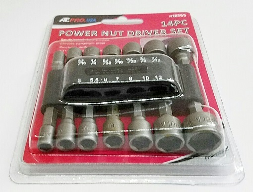 14pc Quick Change Power Nut Driver Set Hex Shank Metric SAE Standard Steel NEW