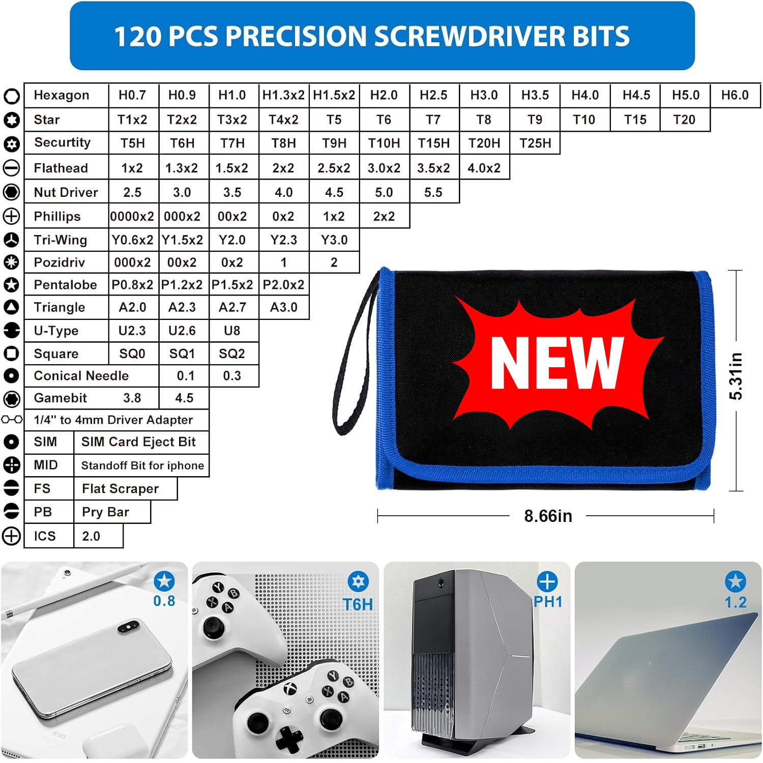 Juego de destornilladores de precisión para electrónica, 142 piezas con 120 punt