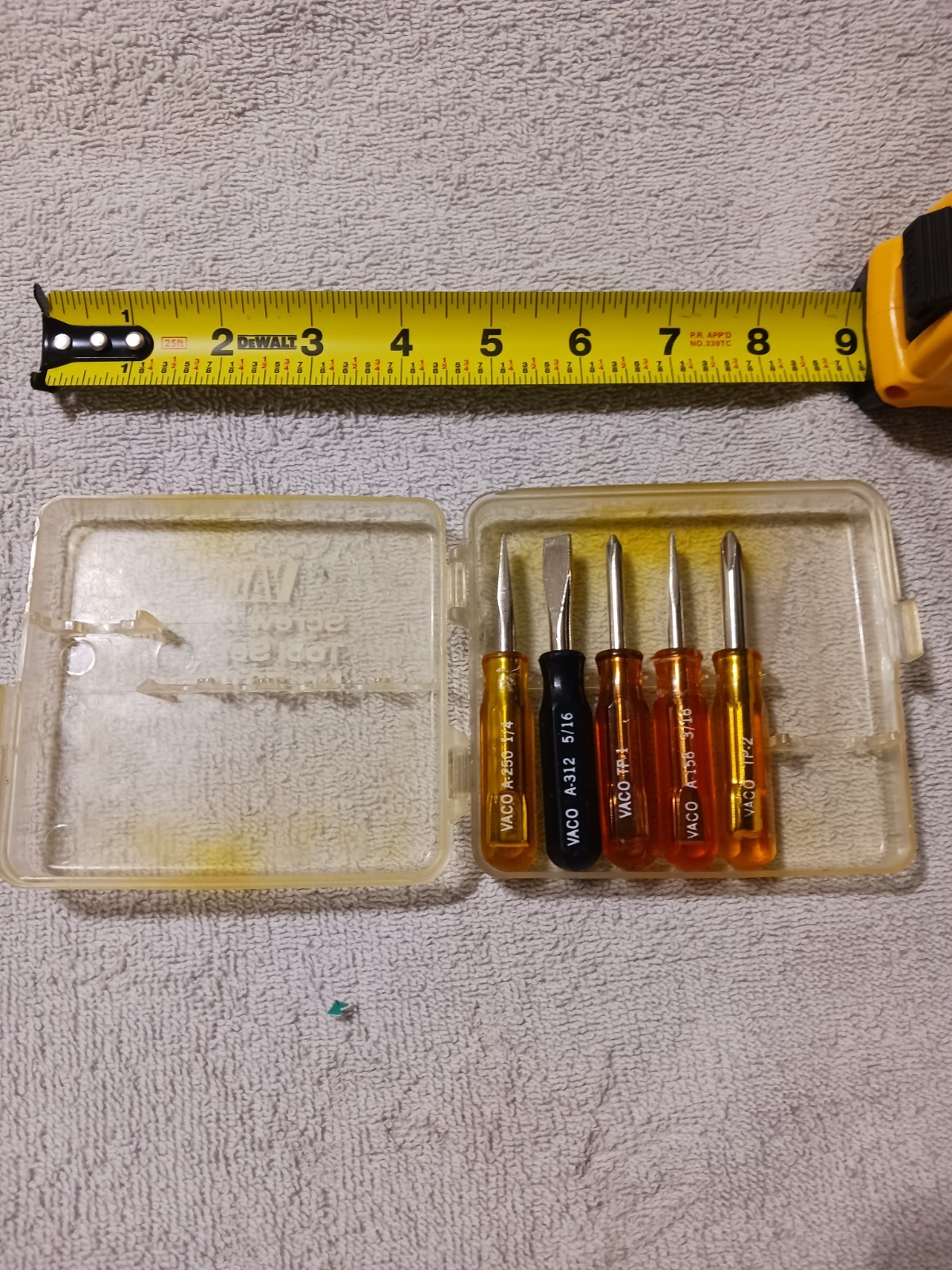 Vaco 5-Piece Screwdriver Set Mixed Drive Yellow Black Orange Clear Includes Case