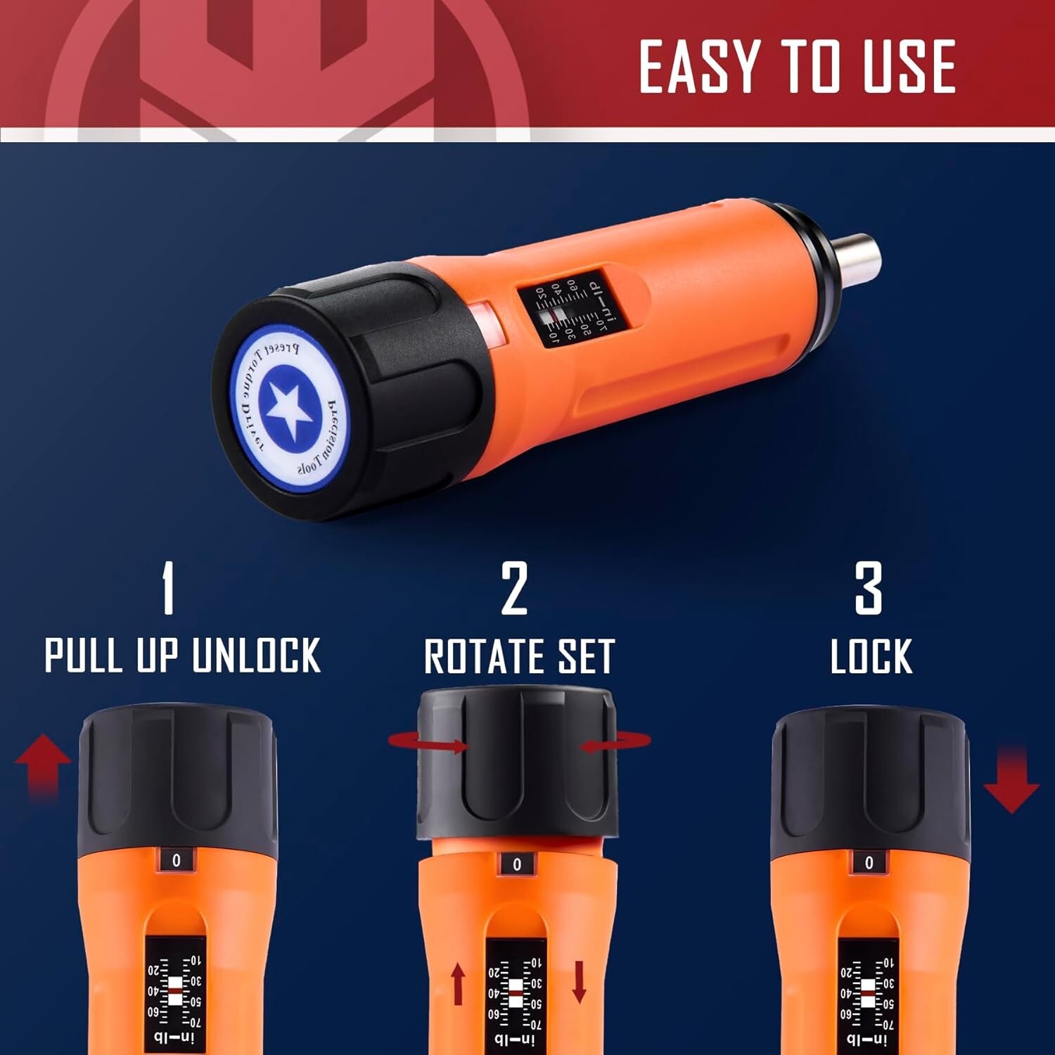 Juego de destornilladores dinamométricos para mantenimiento color naranja US NEW