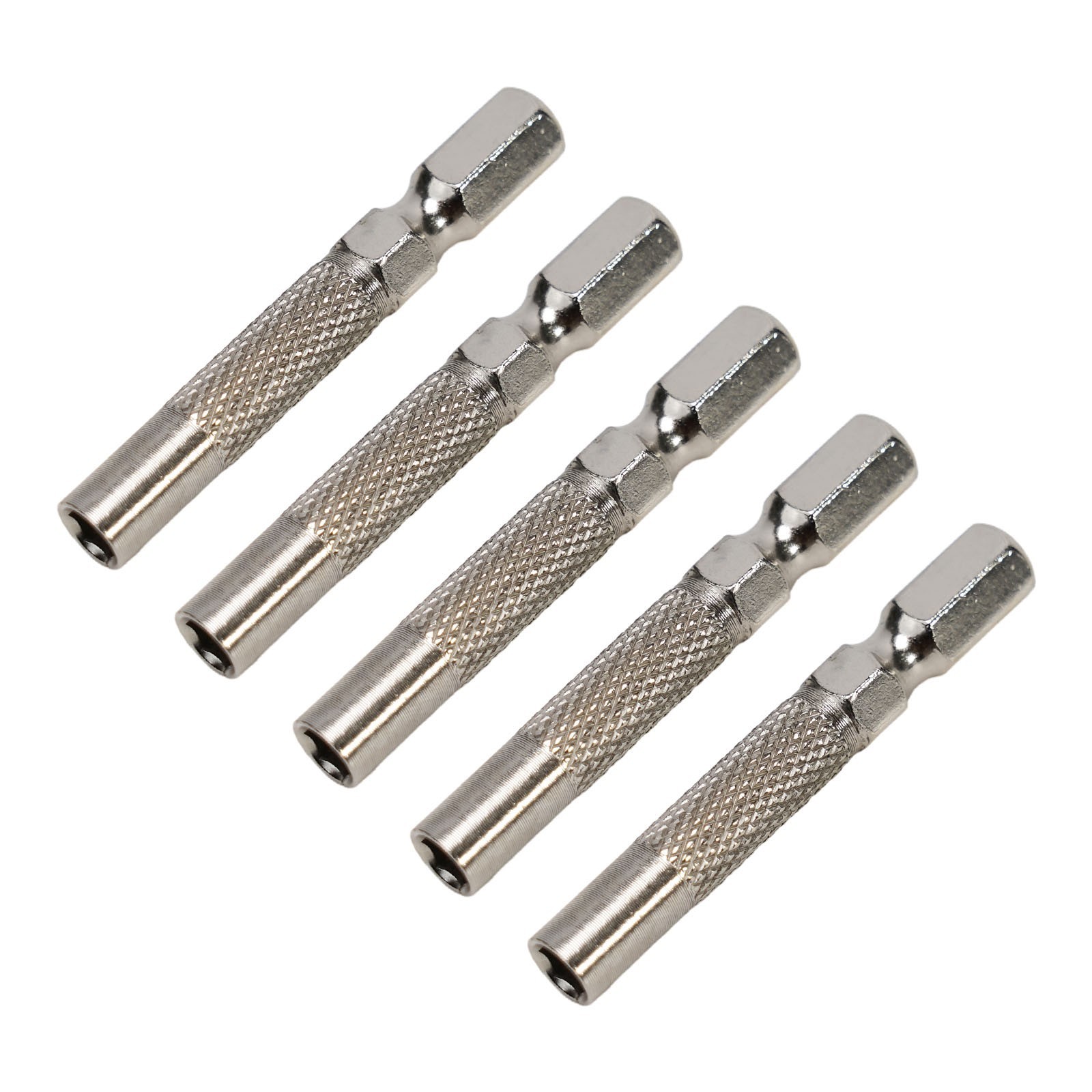 Silver 6.35mm 1/4″ Insert Bit Adapter 5PCS Hex 6.35mm Electric Screwdriver