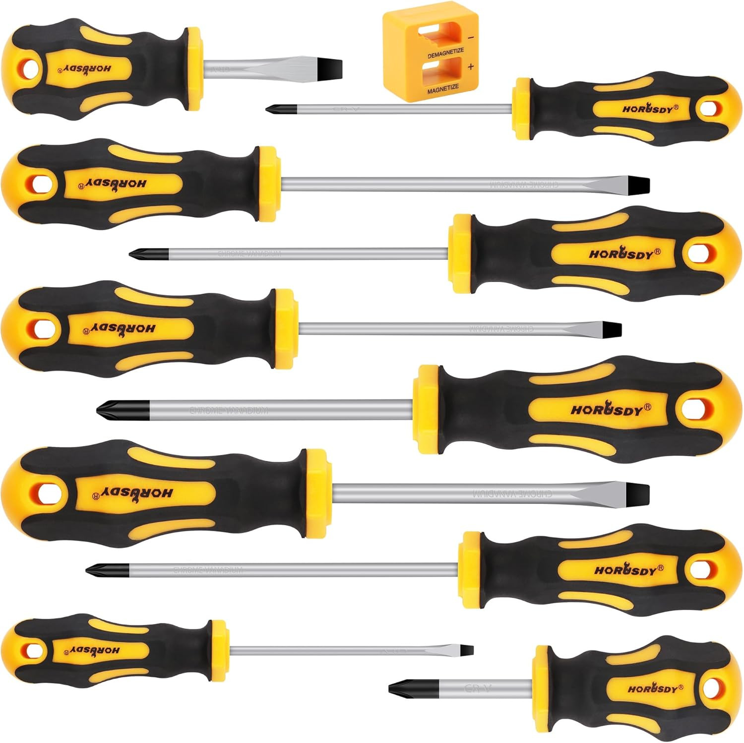 11-Pieces Magnetic Screw Driver, Magnetic 5 Phillips and 5 Flat Head Tips for Fa