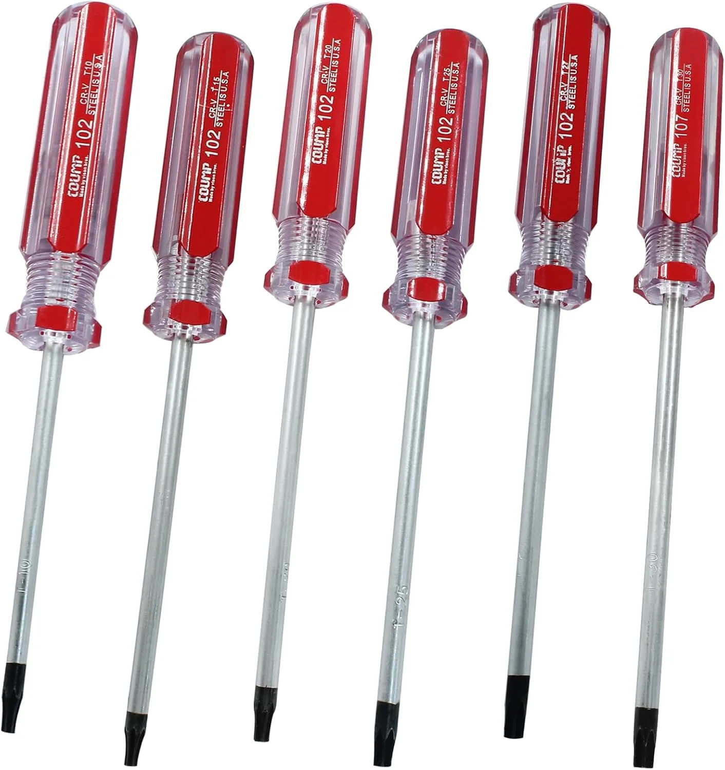 6 Pc Security Torx Screwdriver Set with Magnetic Tip, T10 T15 T20 T25 T27 T30…