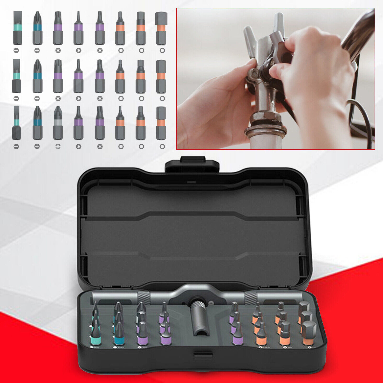 25pcs 24 in 1 Multifunction Screwdriver Head Set Household Repair Ratchet Wrench