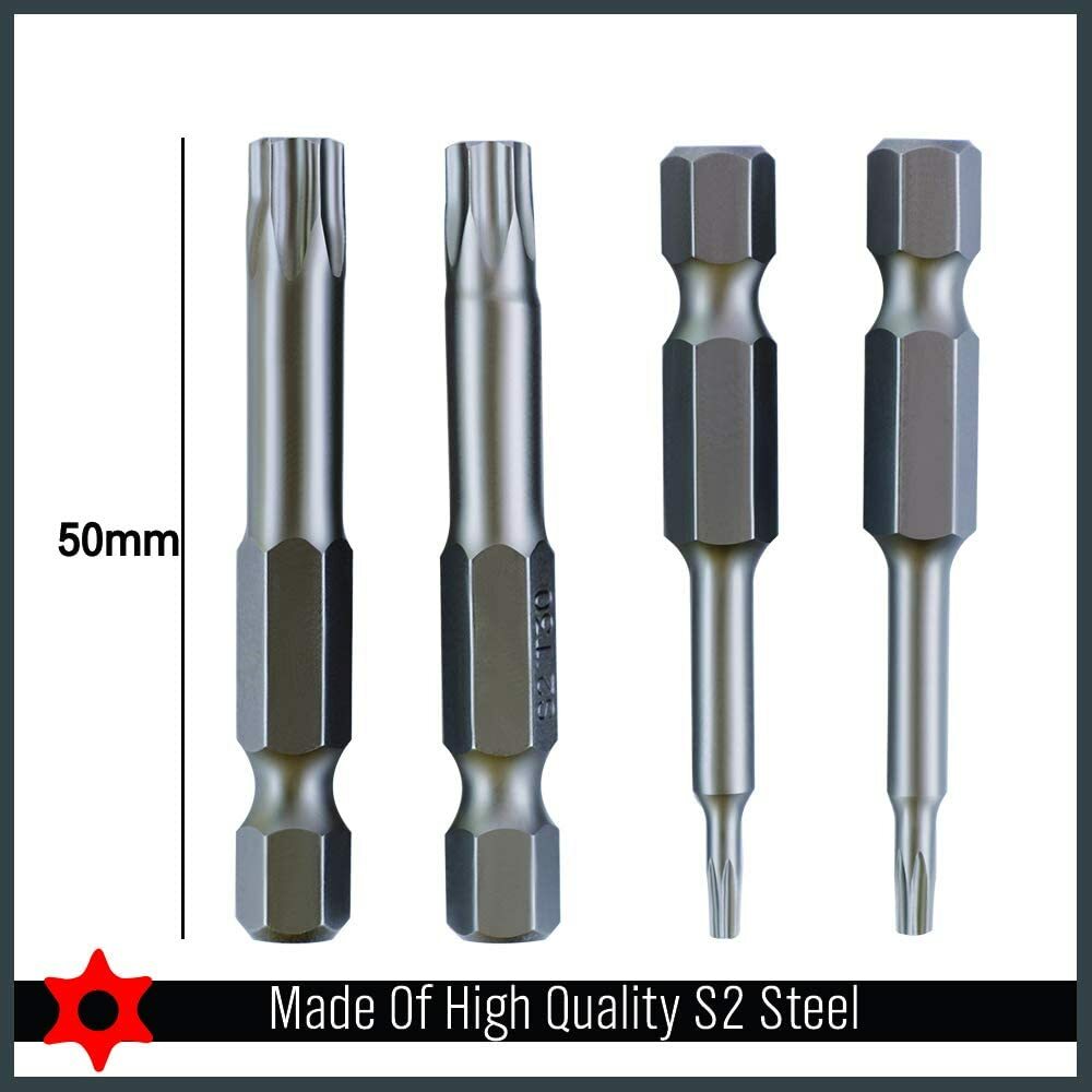 11 Pieces Tamper Resistant Star Bits Torx Bit Set S2 Steel T7 – T40 Security Hex