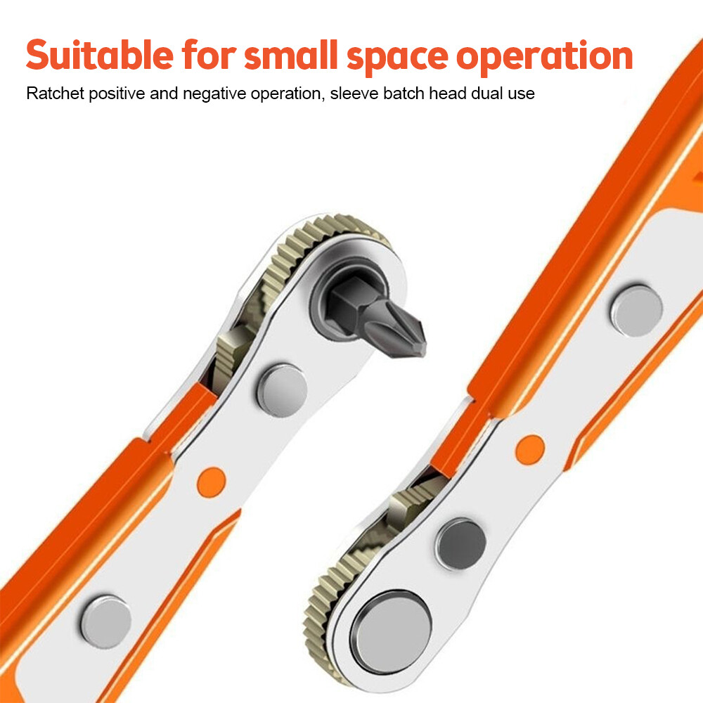 Ratcheting Right Angle Screwdriver Hex Drive 90 Degree Offset + 10pc Bits Set!