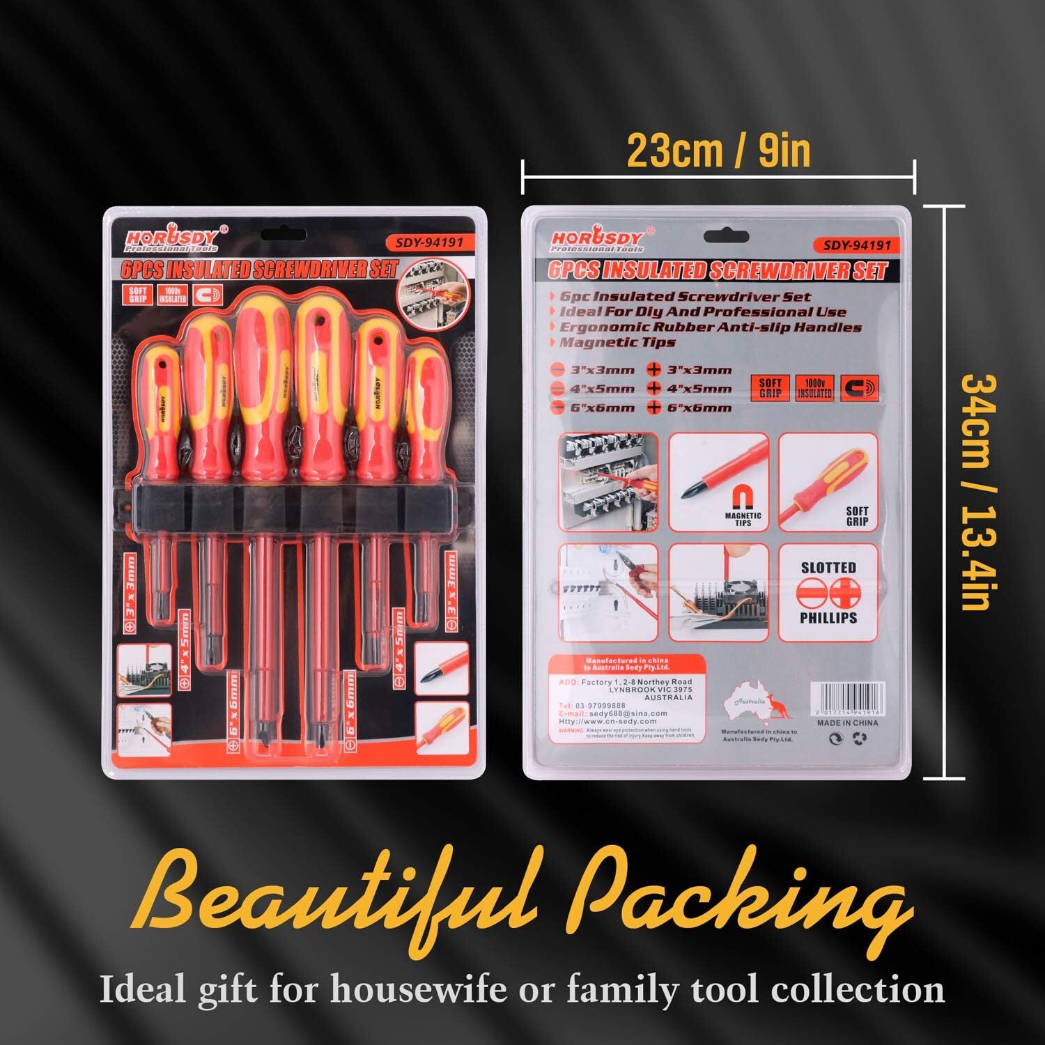 6pc 1000V Insulated Screwdriver Set Magnetic Tips Electrician Slotted Phillips