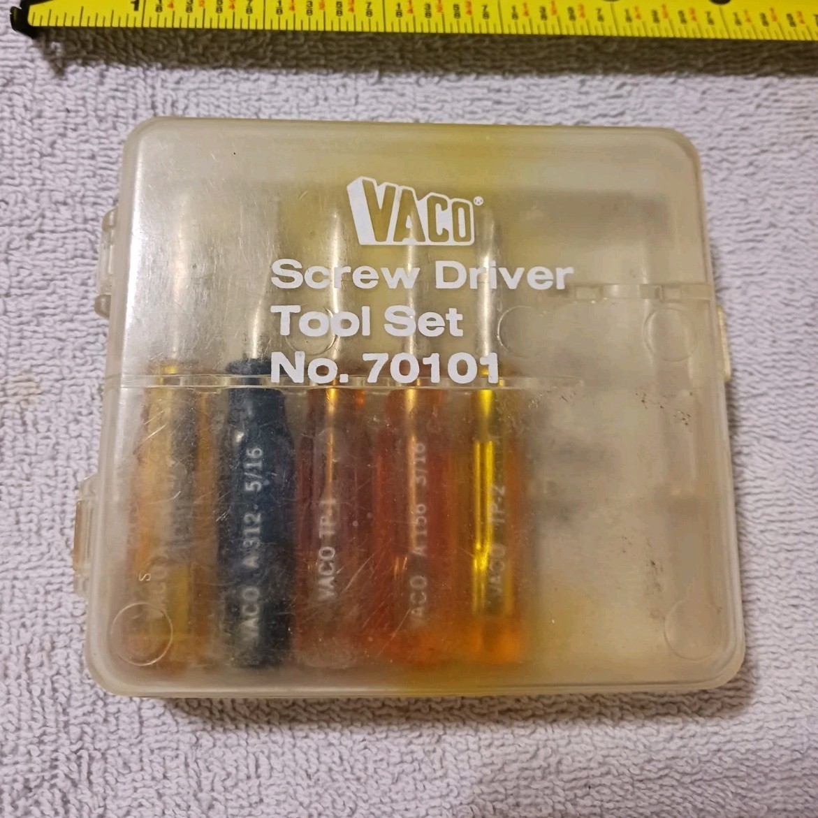 Vaco 5-Piece Screwdriver Set Mixed Drive Yellow Black Orange Clear Includes Case