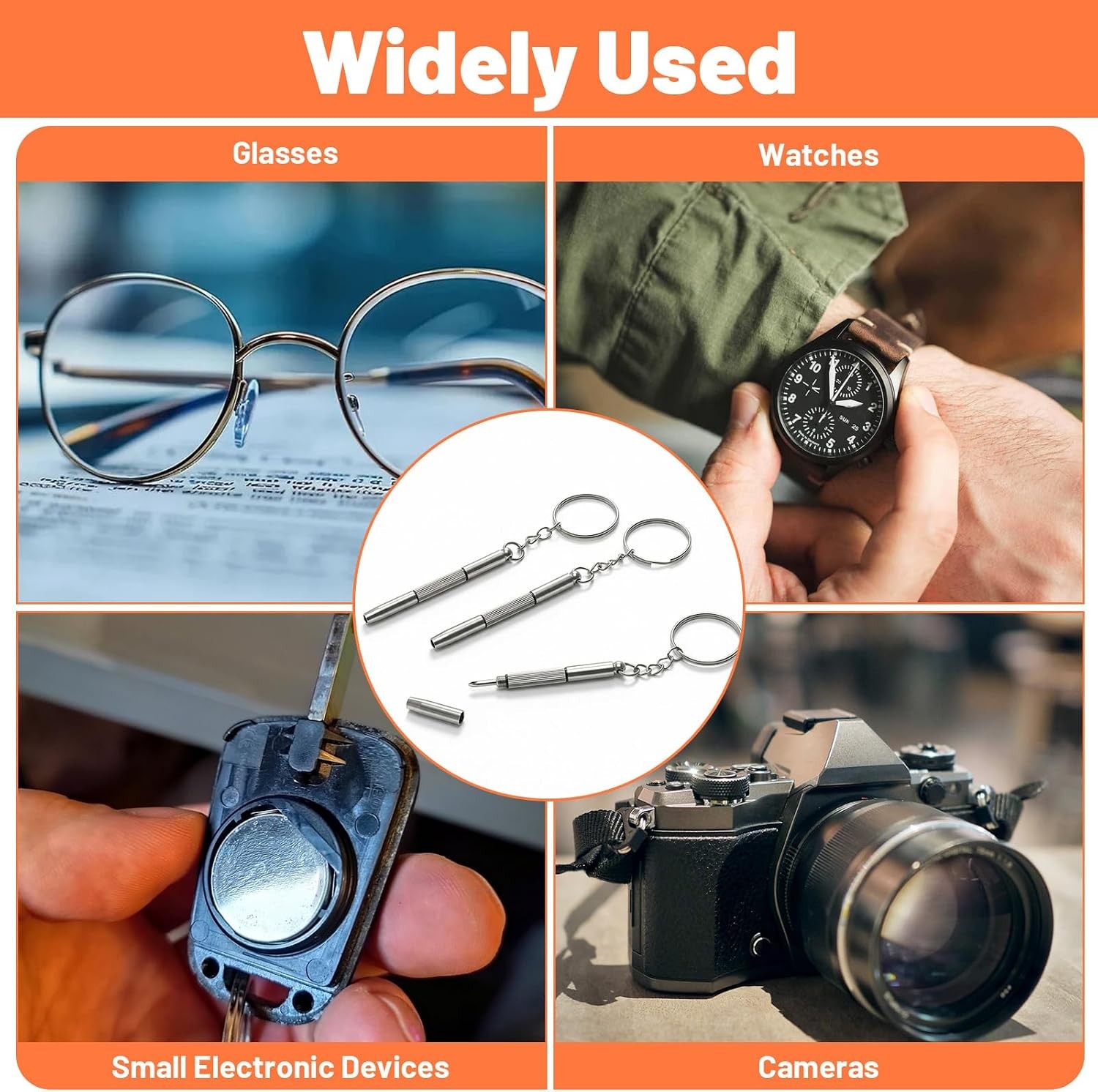 10Pcs Eyeglass Screwdriver Repair Kit 3-in-1 Mini Keychain Glasses Watch Tool