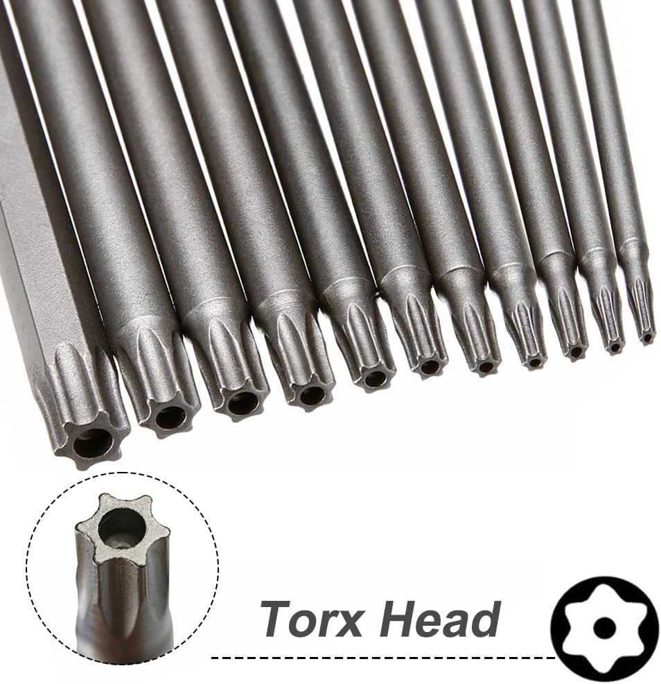 11Pcs Extra Long 200mm Torx Screwdriver Bit Set Magnetic S2 Steel T6-T40
