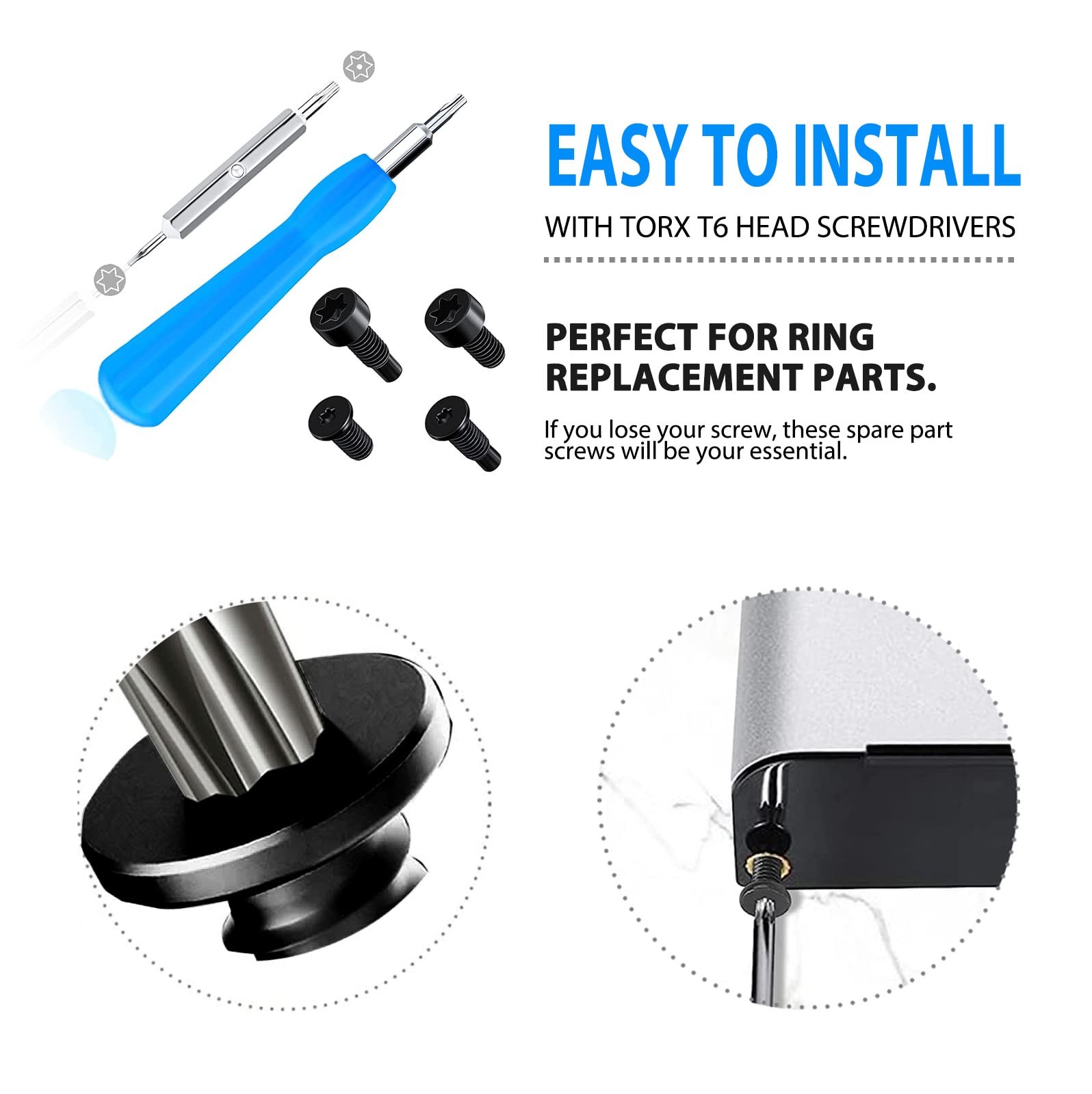 Replacement Screwdriver T6 T15 & + 20Pcs Screws Fit Ring Doorbell 2 3 4 Plus …