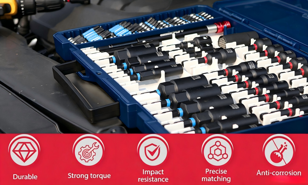 80PC Magnetic Impact Nut Driver Set Metric & SAE with Adapter 1/4” Quick Change