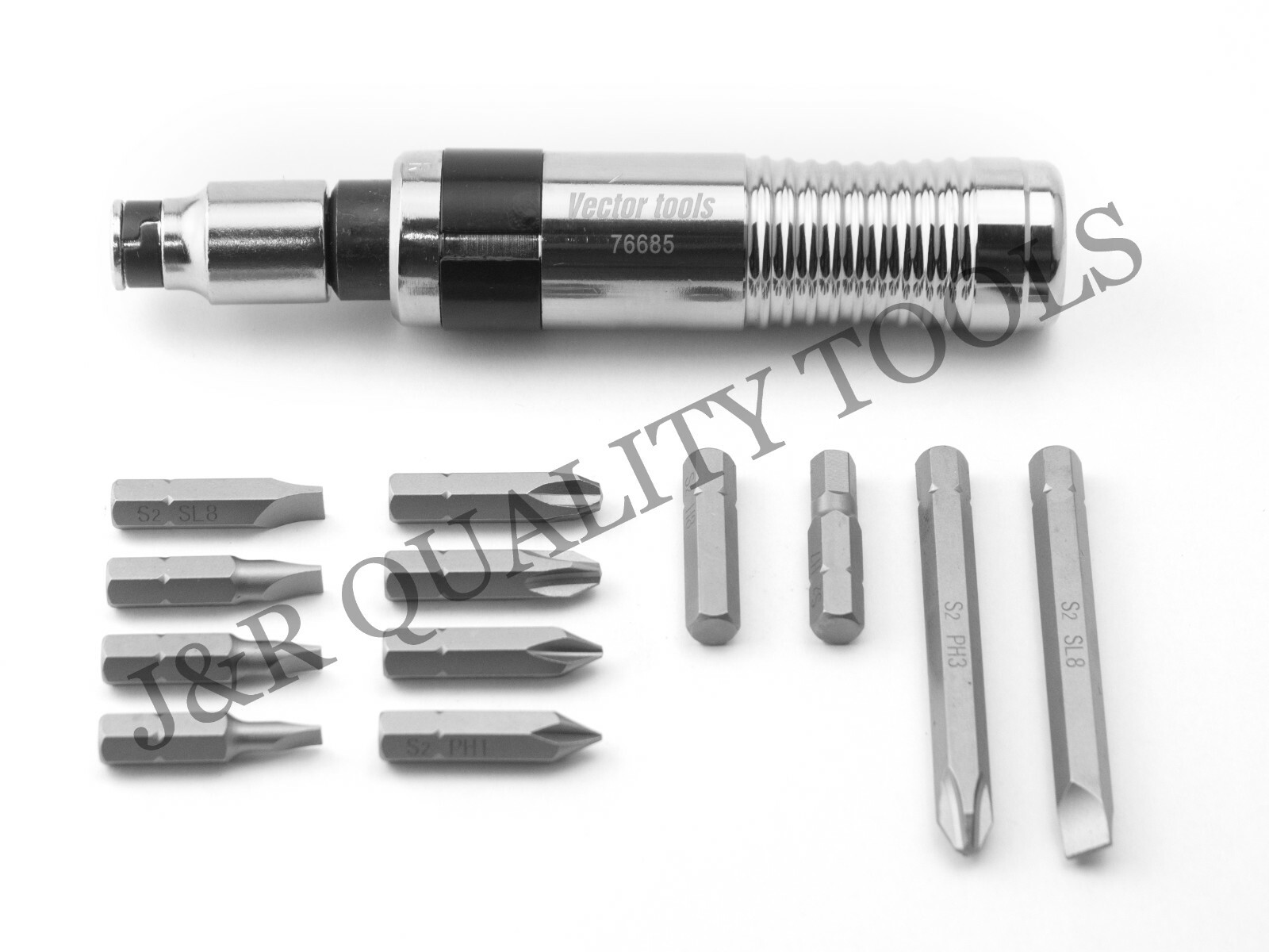 VCT 12Pc Reversible Impact Driver Bits Screwdriver Set Hand Tool Socket Kit Case