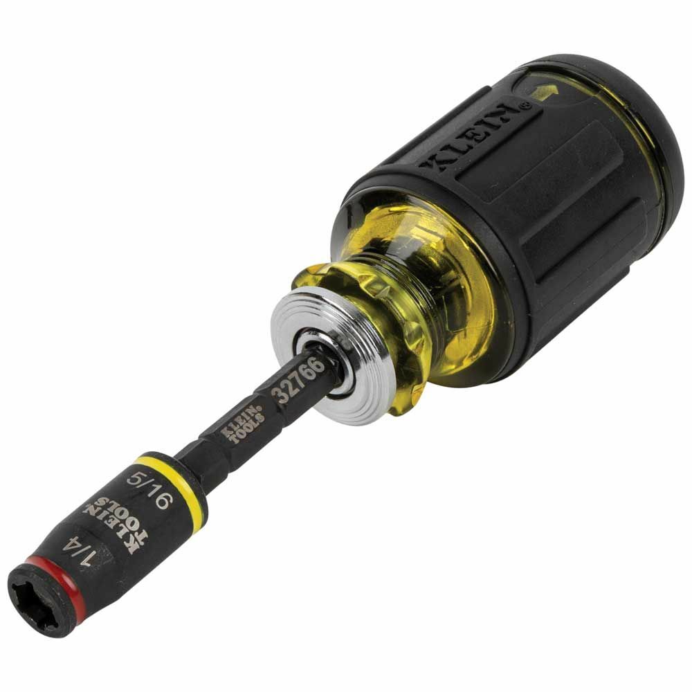 Klein Tools 32766 3-in-1 Impact Flip Socket, 1/4-Inch, 5/16-Inch, 3-Inch Length