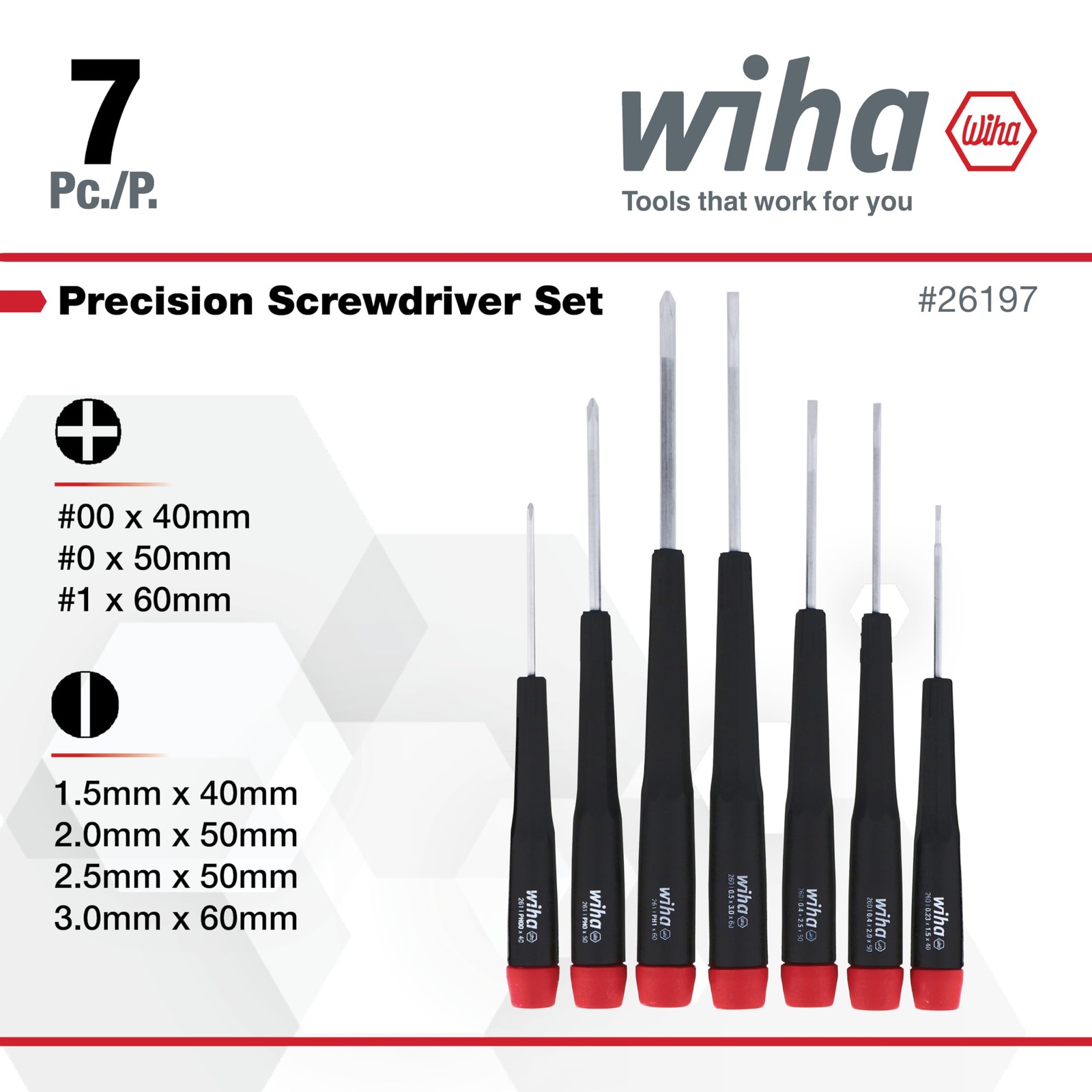 7 Piece Precision Screwdriver Set Slotted Phillips Mini PicoFinish Handles Elect