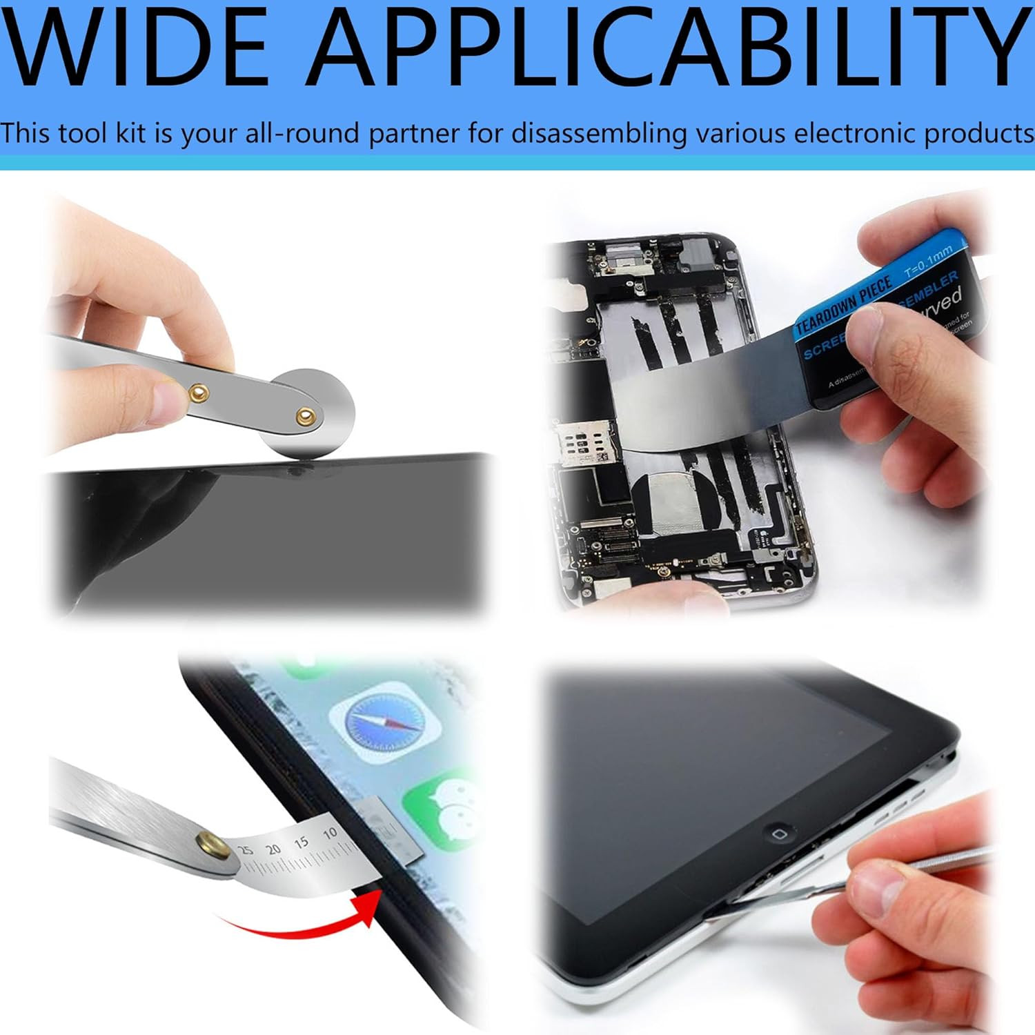 6 Piece Metal Spudger Pry Tool Kit for Electronics Repair with Laptop, Cell Phon