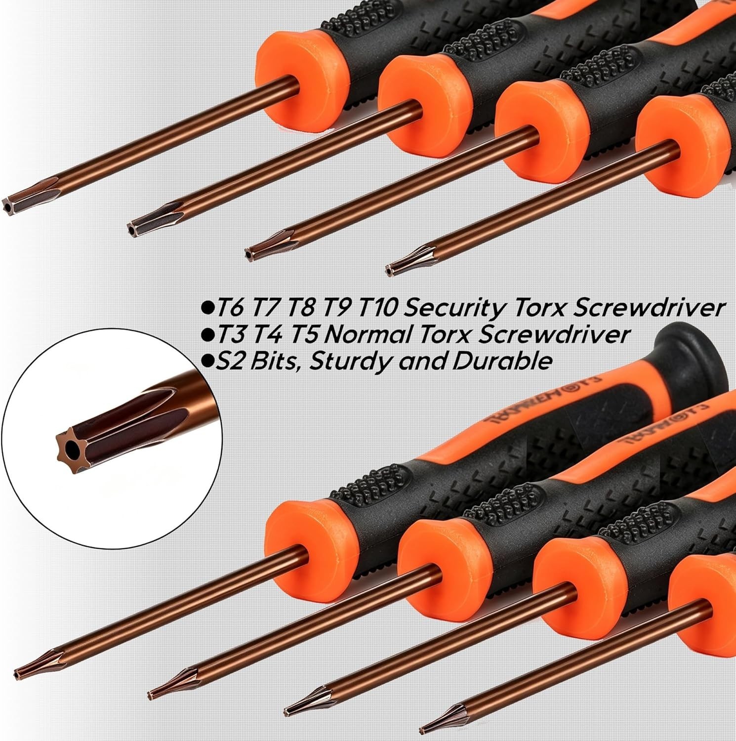 8 in 1 Small Torx Screwdriver Set with T3 T4 T5 T6 T7 T8 T9 T10 Torx Security Bi
