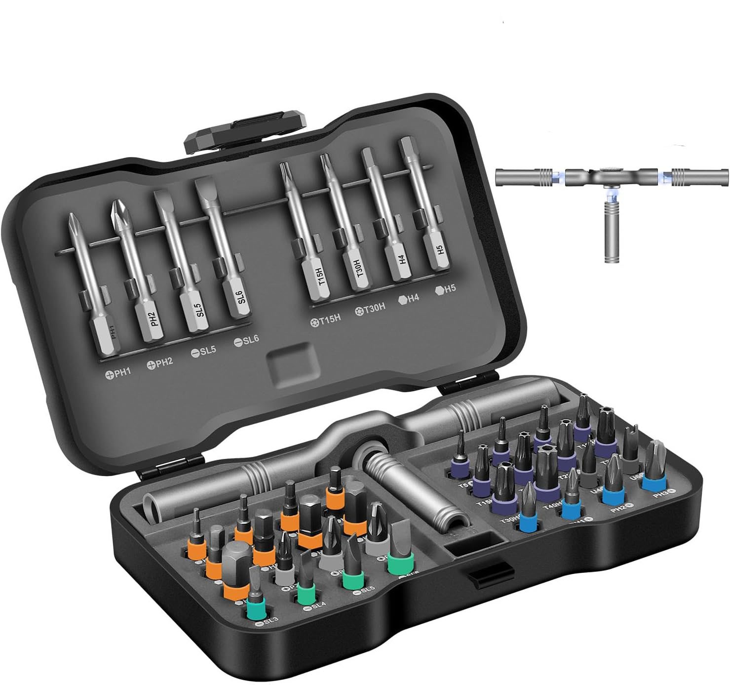 42 in 1 Magnetic Ratchet Screwdriver w/ S2 Steel Bits Multi tool for Furniture