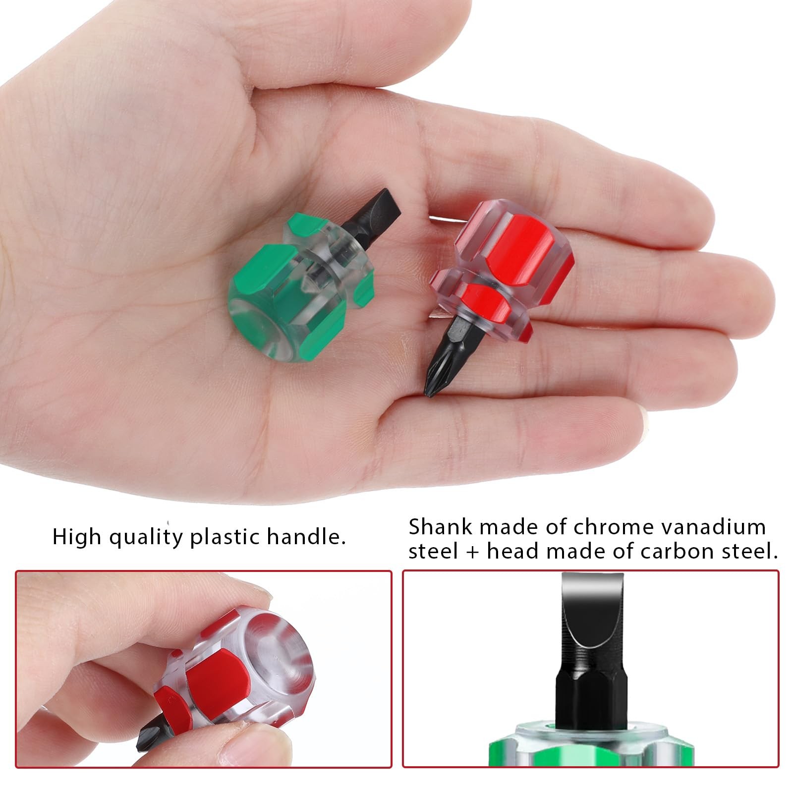 Mabor 4Pcs Stubby Screwdriver Mini Short Sewing Machine Red and Green