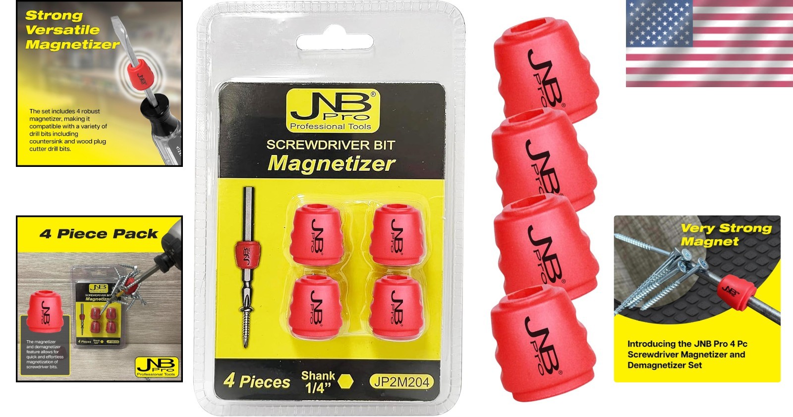 Enhanced Magnetic Screwdriver Bit Sleeve: 4-Pc Set for Carpentry & Metalworking