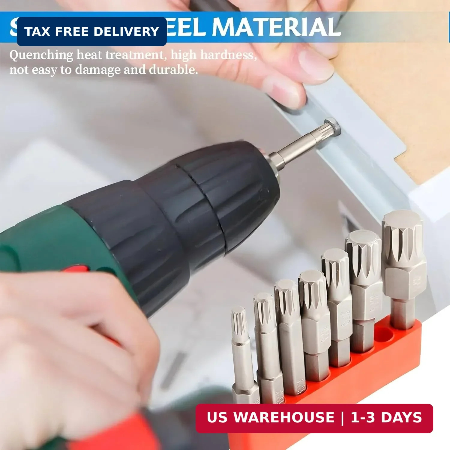 7 Pcs Besgle Triple Square Spline Bit Set, 1/4″ Hex Shank 12-Point Magnetic Torx