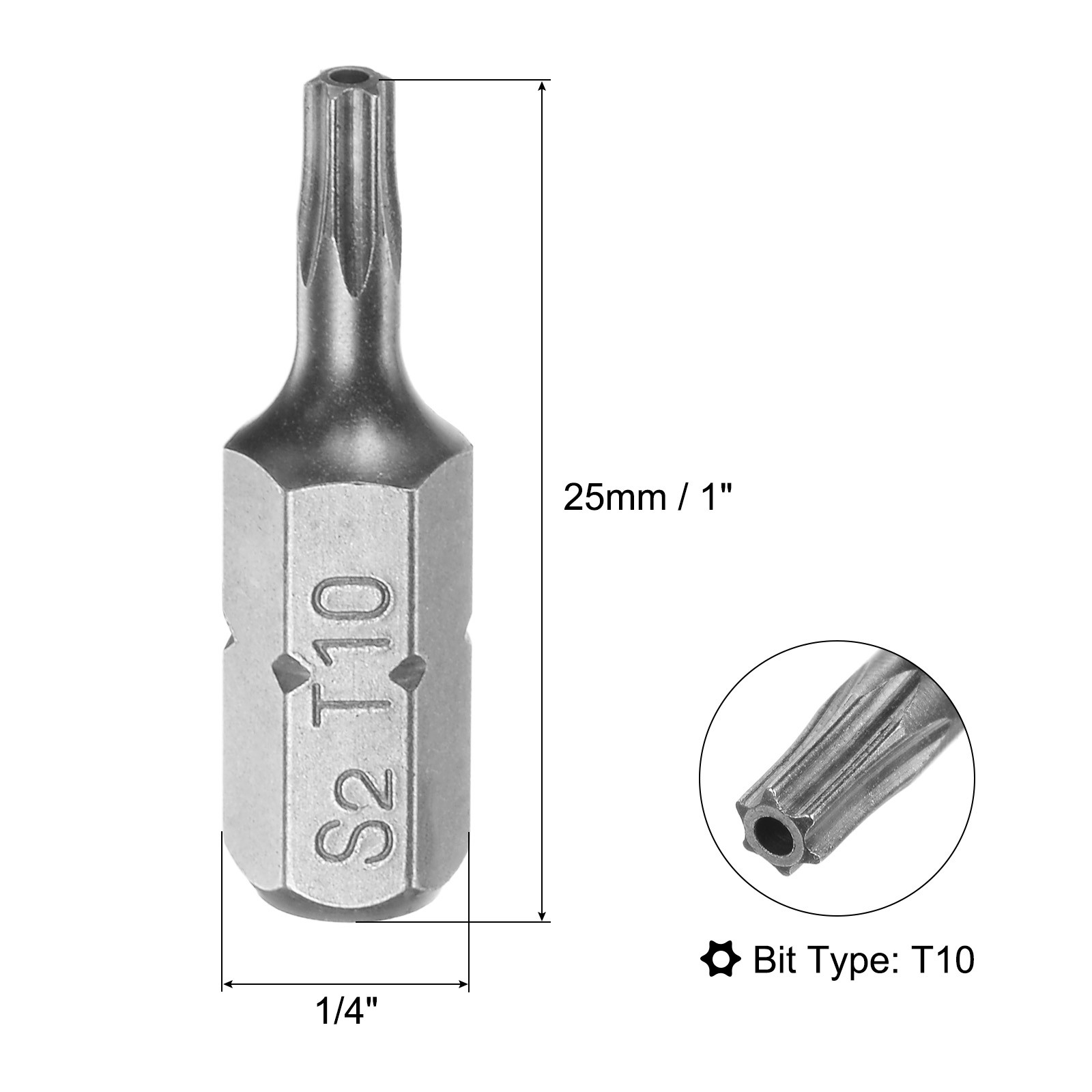 25pcs Torx Bits 1/4″ Magnetic Screwdriver T10 Screw Driver Bit S2 Alloy Steel