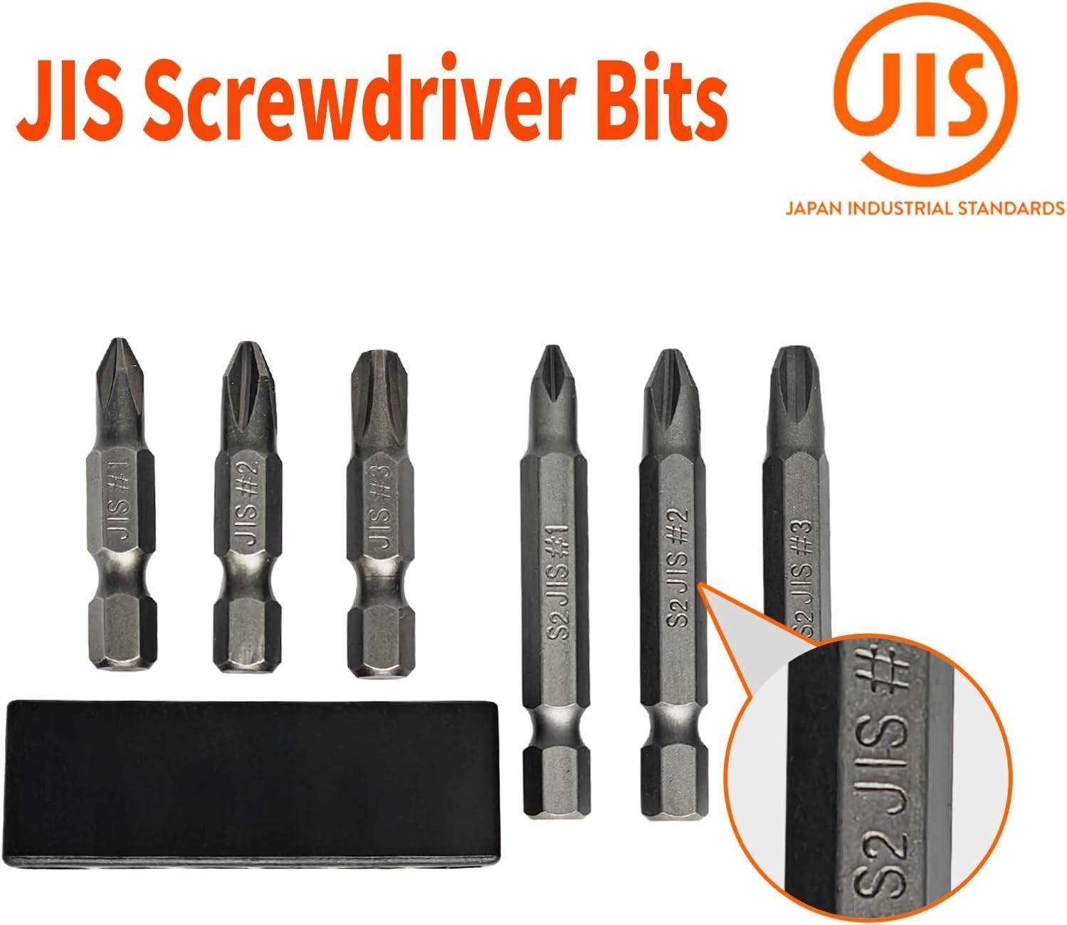 6Pcs JIS Impact Screwdriver Bit Set With Magnetic Tip S2 Alloy 1/4 Hex Shank
