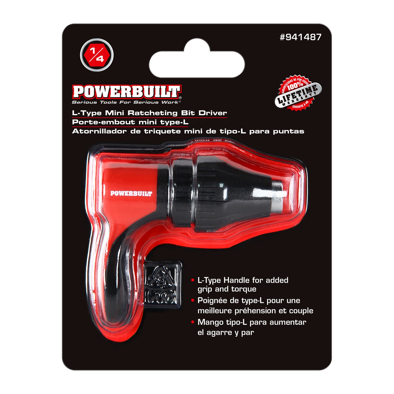 Powerbuilt L-Type Mini Ratcheting Bit Driver – 941487