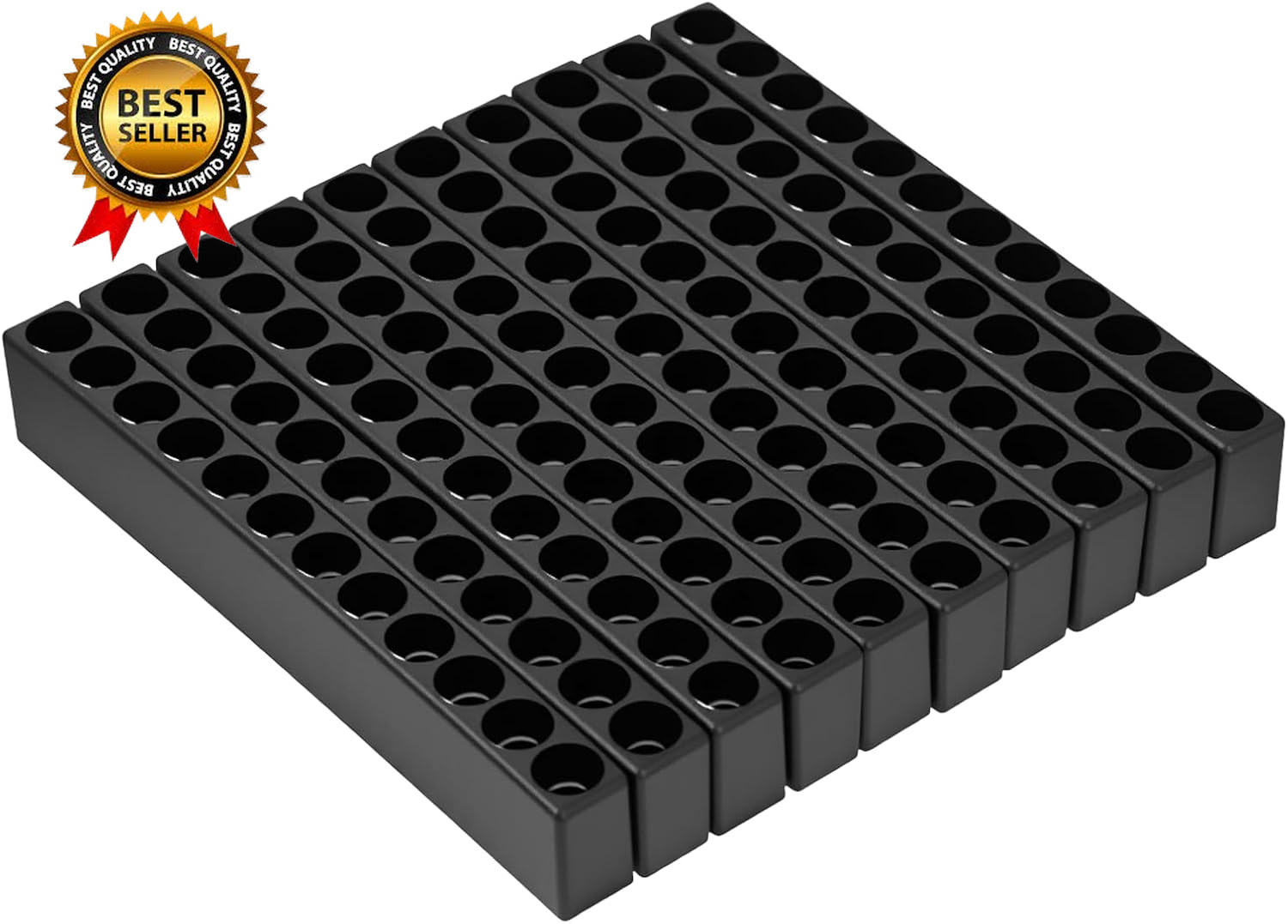 12 Holes Hex Bit Holder 10 Pcs 1/4 Inch Bit Organizer, Black Plastic Drill Bits