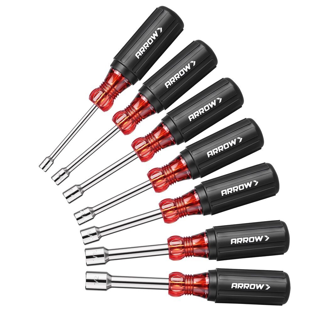 ARROW 7 PCS SAE Nut Drivers Set with Non-Slip Grip Cr-V Steel for Tightening New