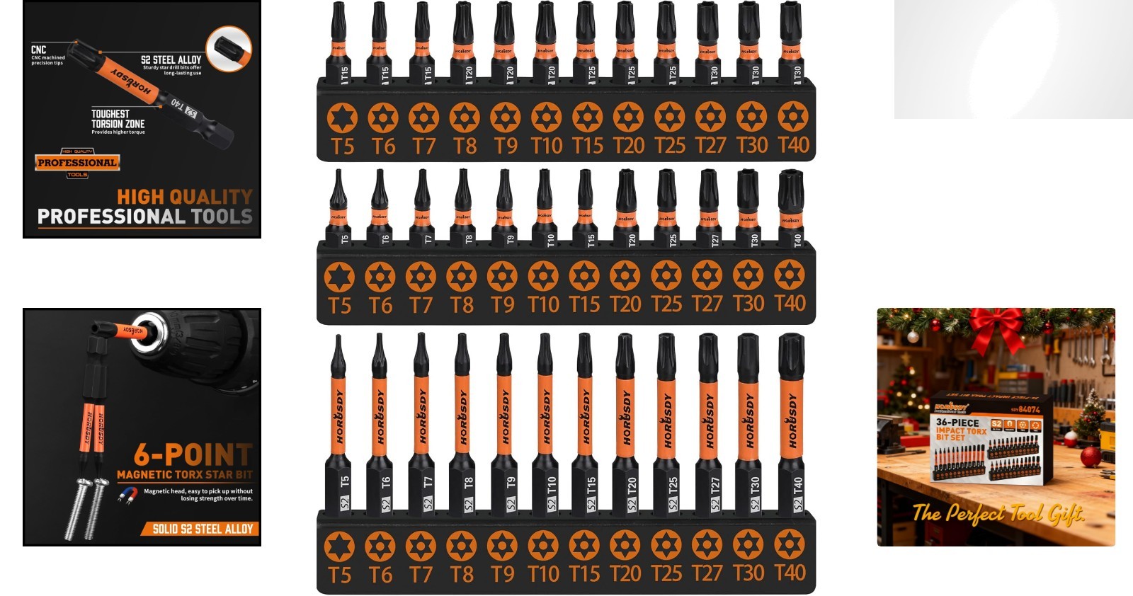 S2 Steel Torx Bit Set, 36pc Security Pack – Magnetic Tips for Precise Fastening
