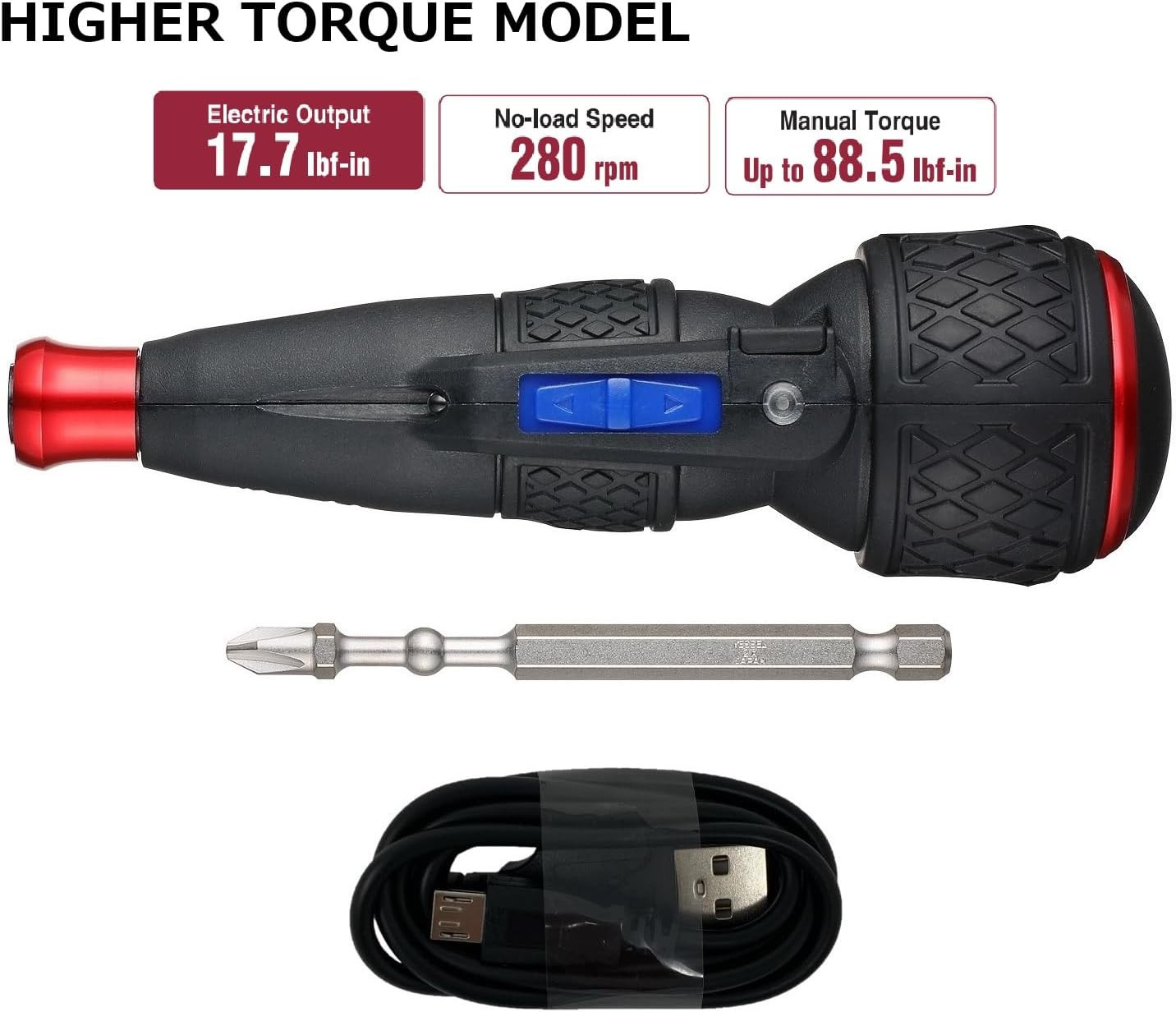 (USA Official) E-Assist Screwdriver | Higher-Torque Model Made in Japan No.220U