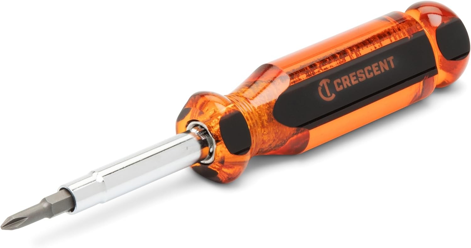 Crescent 6-in-1 Interchangeable Bit Screwdriver, Red Handle – CS61N